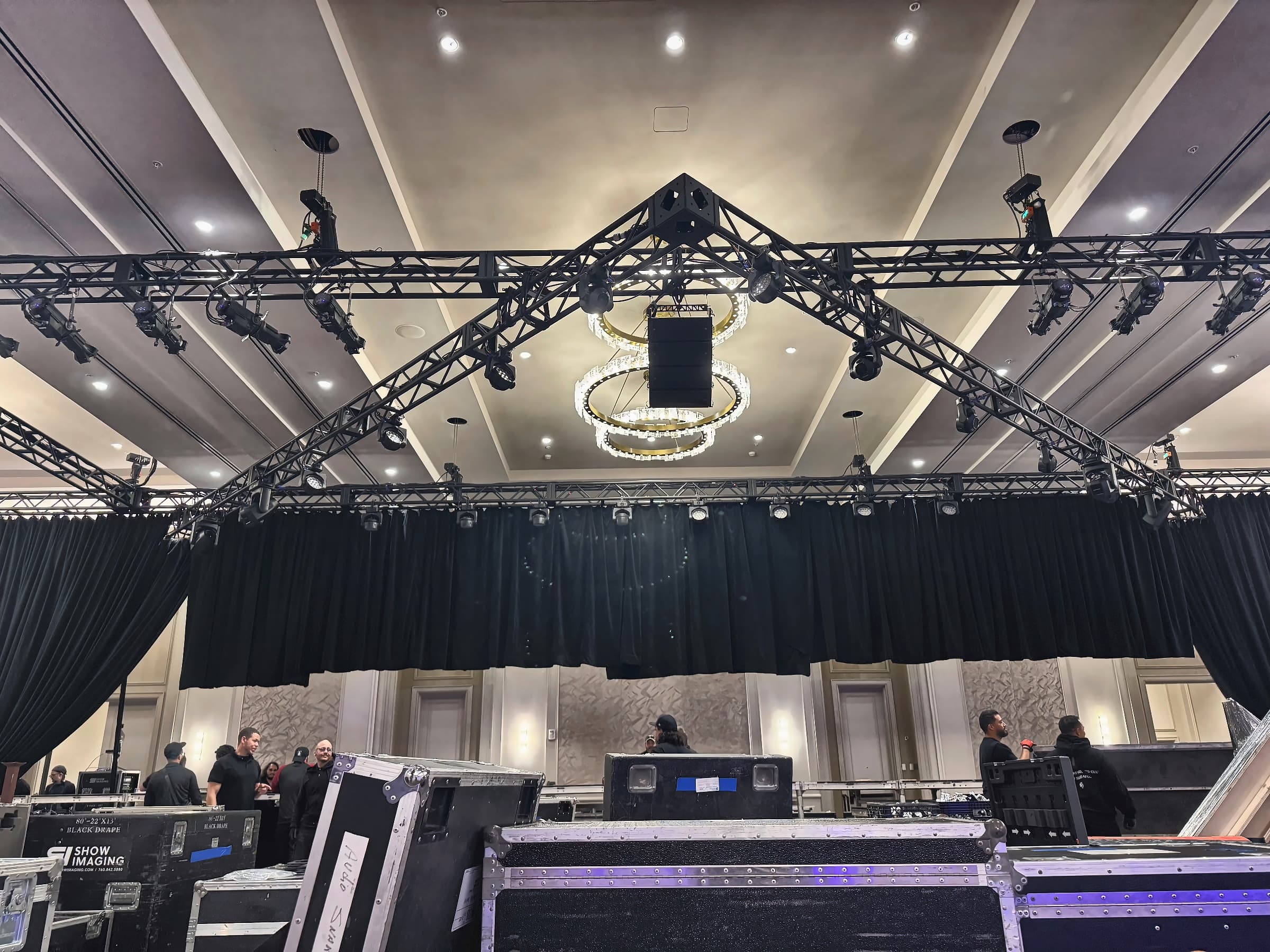 Ballroom rigging and lighting installation